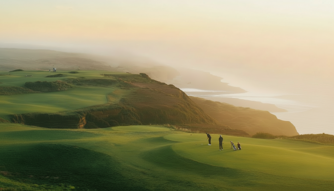 Golf course at sunset